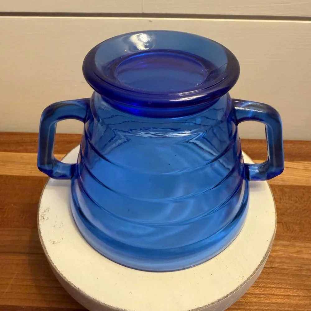 Hazel Atlas Moderntone Cobalt Blur Sugar Bowl